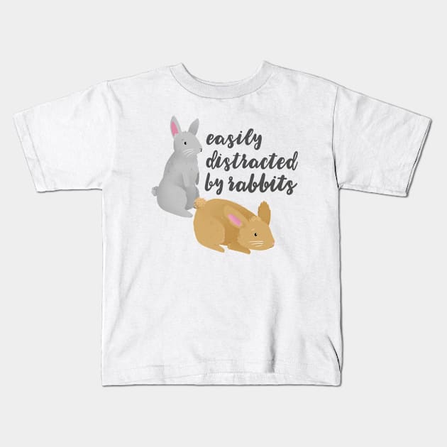 Easily Distracted By Rabbits Kids T-Shirt by Bethany Evelyn Art